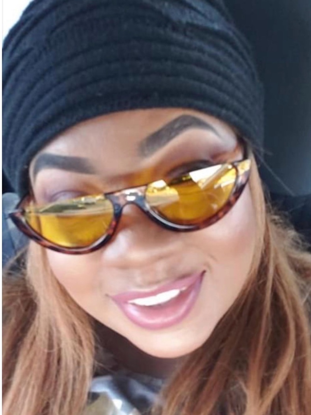 Tortoiseshell Half-Moon Sunglasses - Brown Lenses